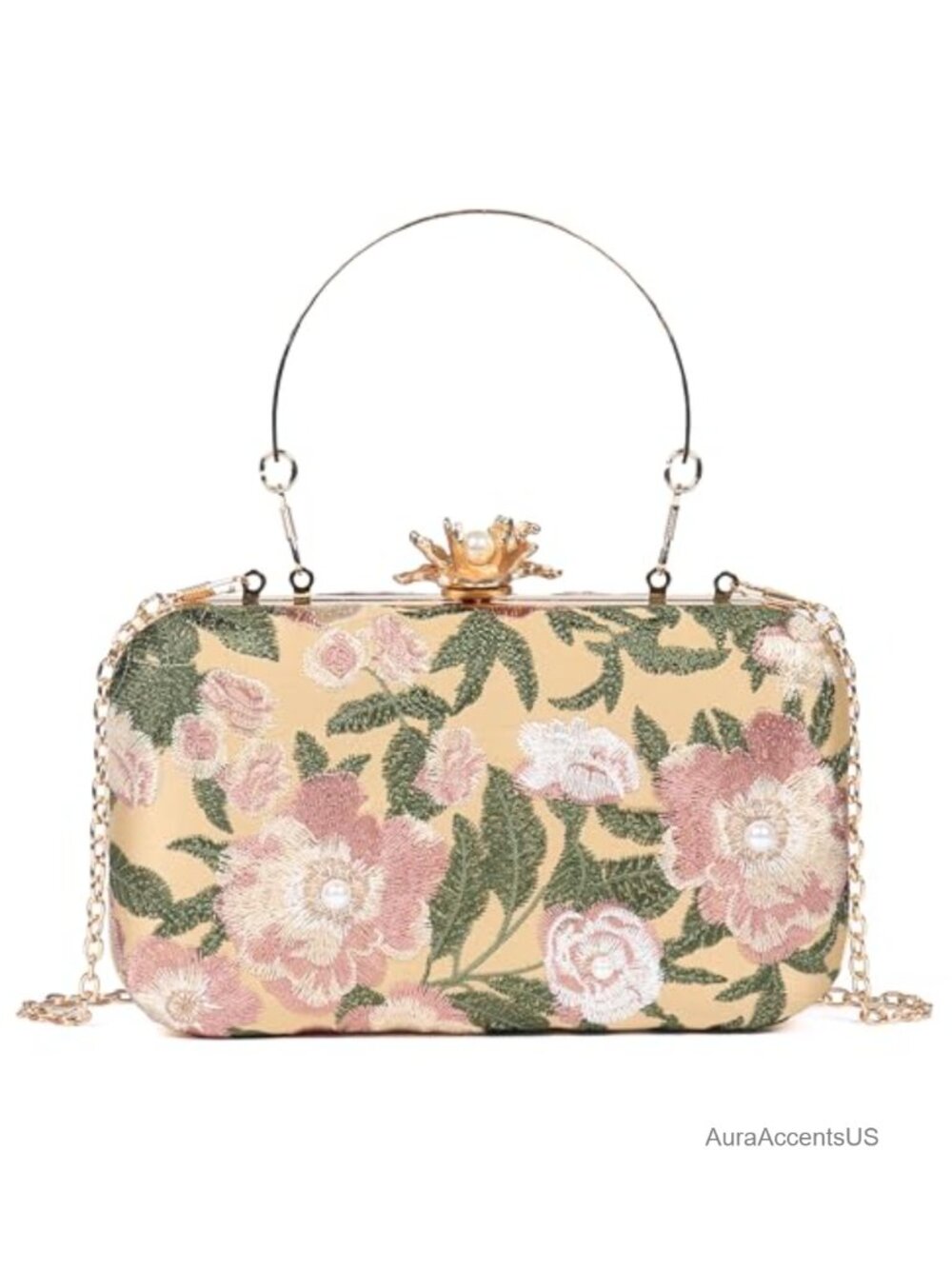 Handmade Floral Embroidered Vintage Clutch Bridal Prom Evening Purse Satin with